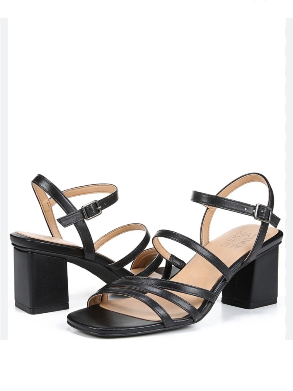 Naturalizer Black Strappy Block Heel Sandals